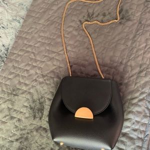 Polene Number 1 black purse with gold chain
